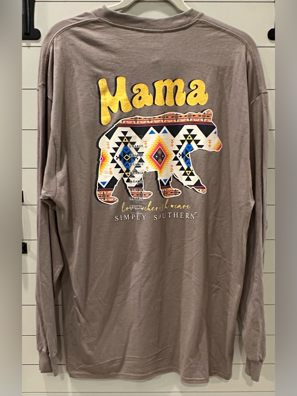 NWT Simply Southern Brown Mama Bear Long Sleeve Shirt Size XL